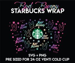 bad bunny wrap svg, singer wrap svg, starbucks wrap svg, 24oz cold cup svg, venti cold cup svg, full wrap svg, wrap svg