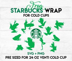 frog svg, wildlife wrap svg, starbucks wrap svg, 24oz cold cup svg, venti cold cup svg, full wrap svg, wrap svg