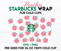 peaches wrap svg, fruit wrap svg, starbucks wrap svg, 24oz cold cup svg, venti cold cup svg, full wrap svg, wrap svg