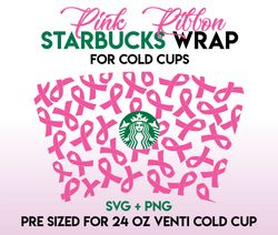 cancer wrap svg, pink ribbon wrap svg, starbuckswrap svg, 24oz cold cup svg, venti cold cup svg, full wrap svg, wrap svg