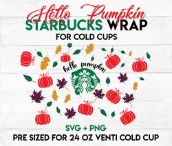 pumpkin wrap svg, fall wrap svg, starbuckswrap svg, 24oz cold cup svg, venti cold cup svg, full wrap svg, wrap svg