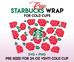 rose wrap svg, floral wrap svg, starbuckswrap svg, 24oz cold cup svg, venti cold cup svg, full wrap svg, wrap svg