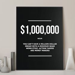 1 million dollar definition wall art,money decor,wealth print,inspirational gift,success wall decor,financial motivation