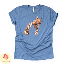 giraffe and baby, watercolor giraffe mom or dad and baby, giraffe design on premium bella  canvas unisex shirt, baseball