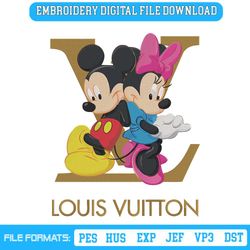 Disney Cute Mouse Couple LV Logo Background Embroidery Design File