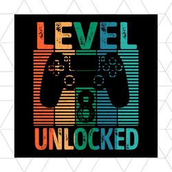 gamer level 8 unlocked teen 8th birthday video game svg
