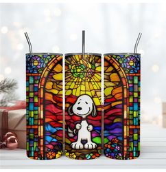 Snoopy Dog 20Oz Stained Glass Tumbler Sublimation Design PNG Download