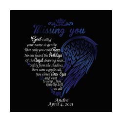 missing you angel wings heart memorial family member png, missing you png, missing you angel, angel wings png, family lo