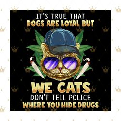 its true that dogs are loyal svg, we cats don't tell police svg,where you hide drugs svg, pet cool svg, cat smoking weed