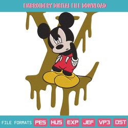 louis vuitton dripping mickey angry design embroidery instant download