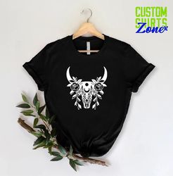 boho cow skull roses,gift for mom,bull head skull mothers day tee,birthday gift mom shirt,bull skull shirt,texans shirt,