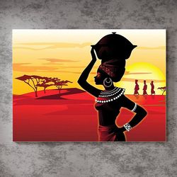 african ethnic canvas,retro african art,tribal wall decor,vintage retro print,ethnic artwork,african wall art,tribal can