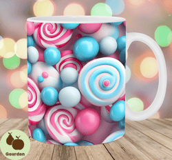 3d candy mug wrap, 11oz and 15oz mug template, christmas mug sublimation design, mug wrap template, instant digital down