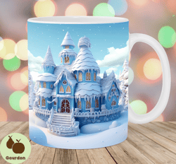 3d christmas gingerbread house mug wrap, 11oz  15oz mug template, mug sublimation design, mug wrap template, instant dig