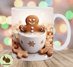 3d gingerbread man mug wrap, 11oz  15oz mug template, christmas mug sublimation design, mug wrap template, instant digit