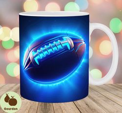 3d neon american football mug wrap, 11oz  15oz mug template, mug sublimation design, mug wrap template, instant digital