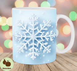 3d snowflake mug wrap, 11oz  15oz mug template, christmas mug sublimation design, snow mug wrap template, instant digita
