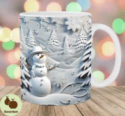 3d snowman mug wrap, 11oz 15oz mug template, christmas mug sublimation design, snow mug wrap template, instant digital d