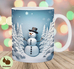 3d snowman mug wrap, 11oz and 15oz mug template, christmas mug sublimation design, winter mug wrap template, instant dig