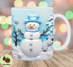 3d snowman mug wrap, 11oz and 15oz mug template, puffy mug sublimation design, christmas mug wrap template, instant digi