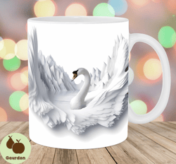 3d swan mug wrap, 11oz  15oz mug template, mug sublimation design, mountains mug wrap template, instant digital download