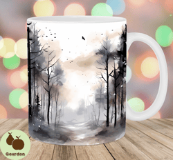 alcohol ink forest landscape mug wrap, 11oz  15oz mug template, mug sublimation design, mug wrap template, instant digit