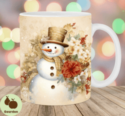 christmas snowman mug wrap, 11oz and 15oz mug template, mug sublimation design, vintage mug wrap template, instant digit