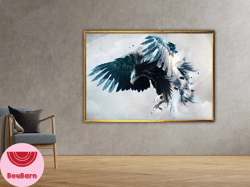 blue eagle, eagle canvas print, animal canvas painting, eagle poster, wall art canvas design, framed canvas ready to han