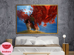 boy with dog canvas, surreal fish art, canvas wall art, surreal art print, surreal painting, wall art canvas design, fra