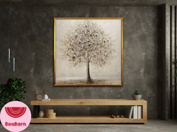 bronze tree canvas print,luxury tree wall print, brown tree art, tree poster, wall art canvas design, framed canvas read