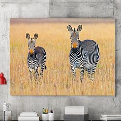 zebra family canvas wall art painting, wildlife canvas art, animal wall art, canvas wall decoration, wall art, home deco