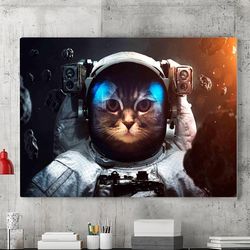 astronaut cat canvas wall art painting, cat wall art, space wall art, astronaut cat poster,abstract cat painting,wall de