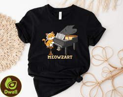 meowzart shirt, cute cat piano tshirt, trendy shirt, cat with piano graphic tee