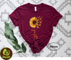 sunflower faith shirt, faith gift shirt, sunflower butterfly shirt, butterfly faith shirt, religious gifts tee, sunflowe