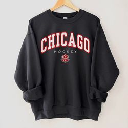 chicago hockey sweatshirt , vintage inspired hockey crewneck, gift for hockey fan, chicago crewneck