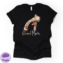 blessed mom, watercolor giraffe mom and baby, mothers day tee, giraffe design on premium bella  canvas unisex shirt,