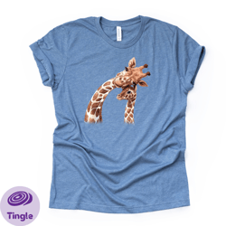 giraffe and baby, watercolor giraffe mom or dad and baby, giraffe design on premium bella  canvas unisex shirt, baseball