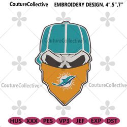 miami dolphins skull bandana nfl embroidery design download