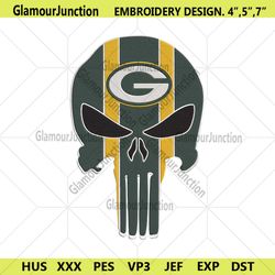 green bay packers punisher skull nfl team embroidery design file