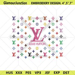 lv louis vuittion fashion logo rainbow wrap embroidery design download file