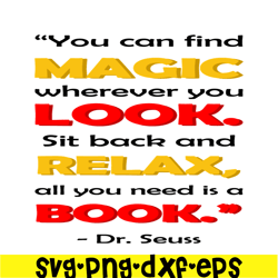magic look relax book quote svg, dr seuss svg, dr seuss quotes svg ds2051223284