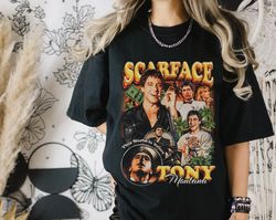 scarface tony montana vintage movie shirt, mafia movie shirt,90s bootleg hip hop shirt, al pacino scarface shirt, the wo