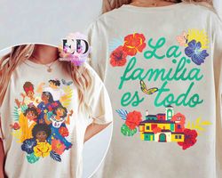 two-sided disney encanto madrigal house floral t-shirt, luisa maribel antonio isabel tee,