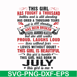 this girl has fought a thousand battles and is still standing this girl was born in july this girl is me svg, png, dxf,
