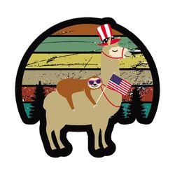 4th of july sloth riding llama with usa flag awesome, llama, llama svg, sloth riding, png, dxf, eps