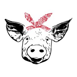 pig svg, bandana svg, farm animal, piglet, country, dxf png svg, files for, silhouette, iron on transfer, cut files, svg