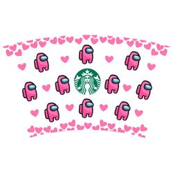 pink among us full wrap for starbucks, trending svg, starbucks wrap svg, starbuck cold cup svg, full wrap among us, star