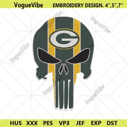 green bay packers punisher skull nfl team embroidery design file