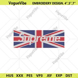supreme box england flag background embroidery design download