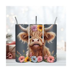 Cow Tumbler Wrap, Watercolor Tumbler Wrap, 20 oz Skinny Tumbler Sublimation Design
